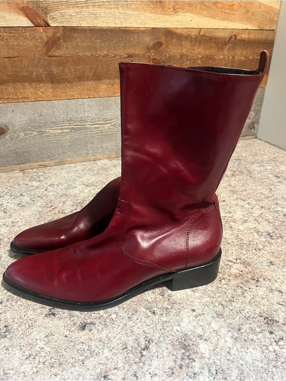 Kenneth Cole Burgundy Soft Leather Mid-Calf  Boots women’s size 37.5